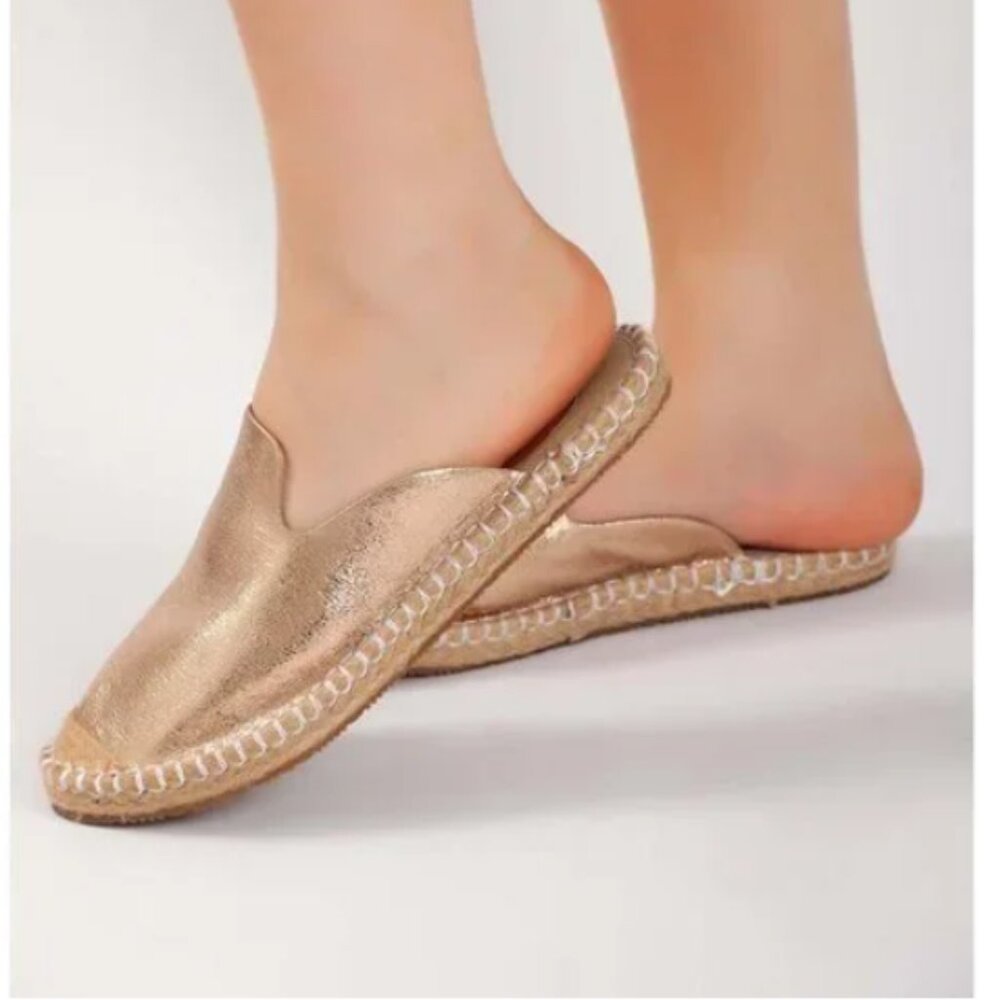 Serra Metallic Champagne Women's Slip-On Mules Size 7 NWT